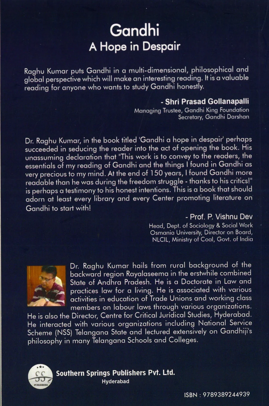 Gandhi: A Hope in Despair · Back cover